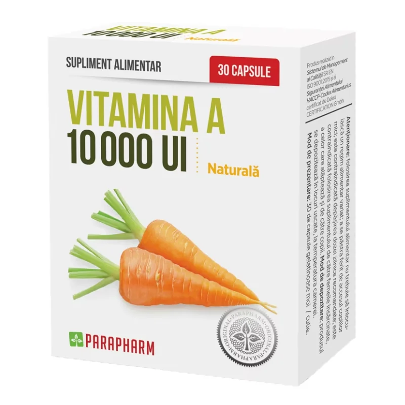 Vitamina A 10000 UI, 30 Capsule, Parapharm