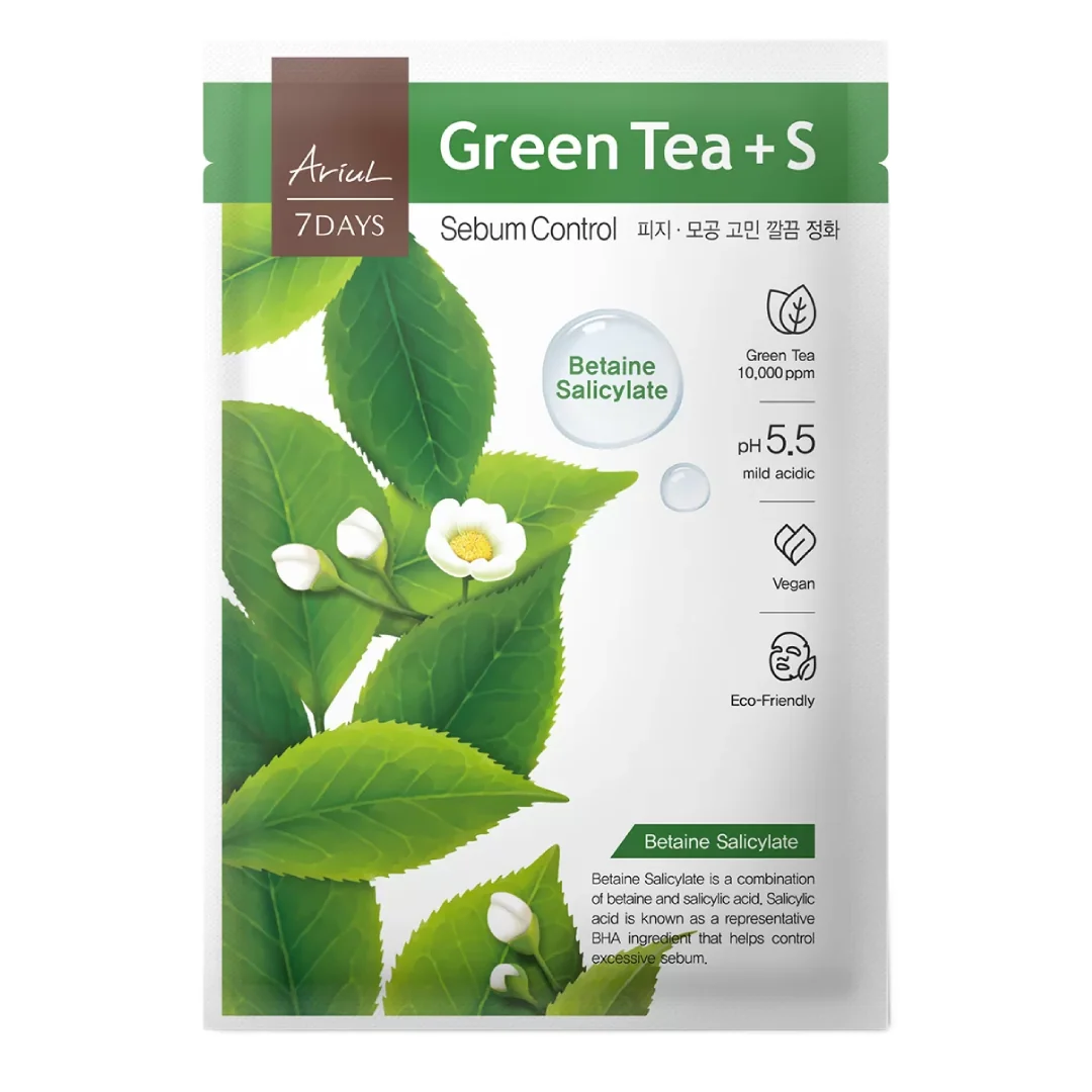 Masca Cu Ceai Verde + S Acid Salicilic Cu Betaina, 7Days Plus, 1 Bucata, Ariul