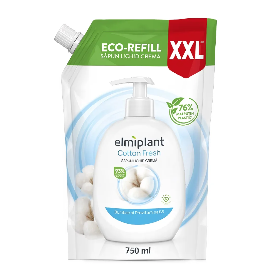 Sapun Lichid Crema Bumbac Si Provitamina B5, 750Ml, Elmiplant