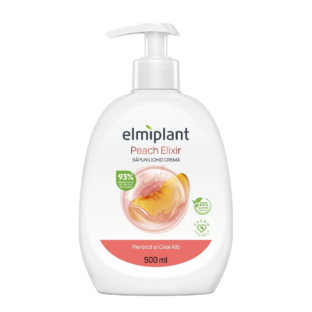 Sapun Lichid Crema Piersica Si Ceai Alb, 500Ml, Elmiplant