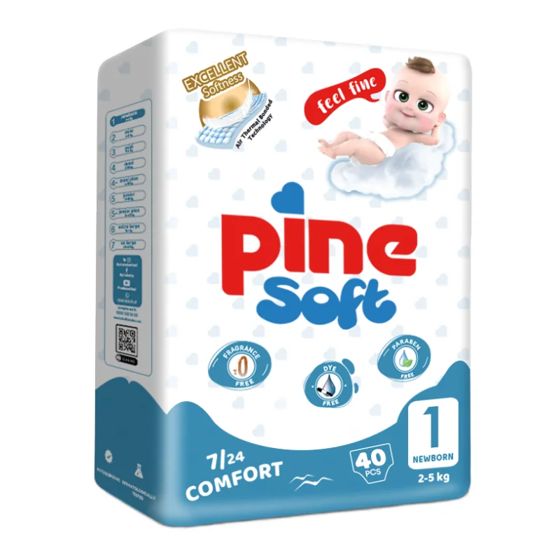 Scutece Pentru Nou-Născut Soft, 2-5 Kg, 40 Bucăți, PINE