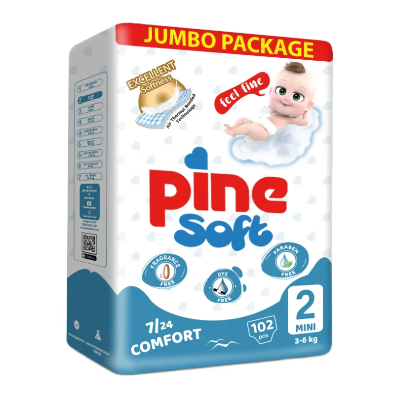 Scutece Mini Soft, 3-6 Kg, 102 Bucăți, PINE