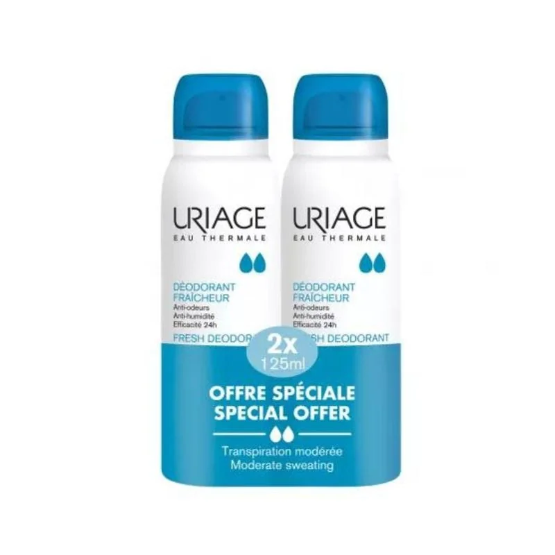 Pachet Deodorant Spray Cu Piatră De Alaun, 2*125 Ml, Uriage