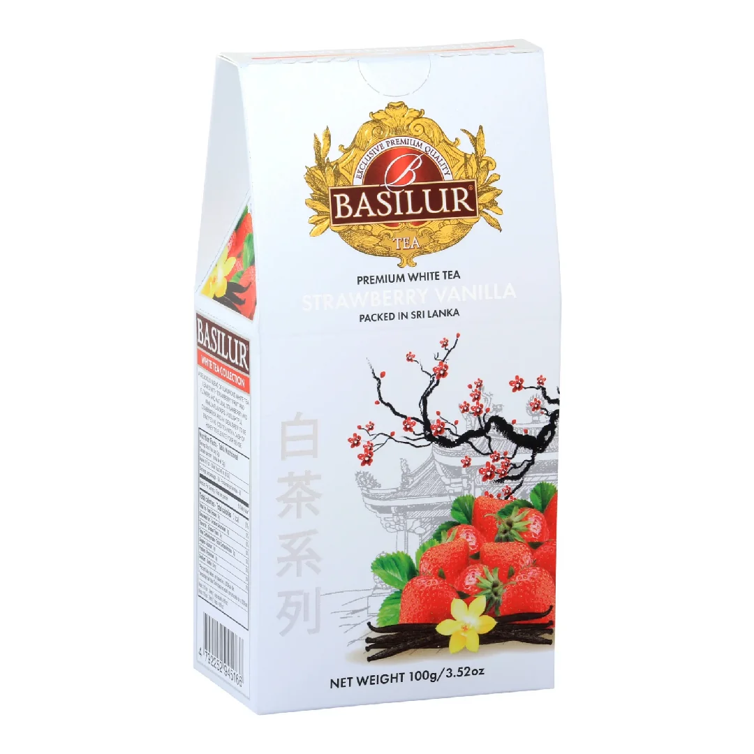 Ceai Alb, White Tea Strawberry Vanilla, 100 g, Basilur