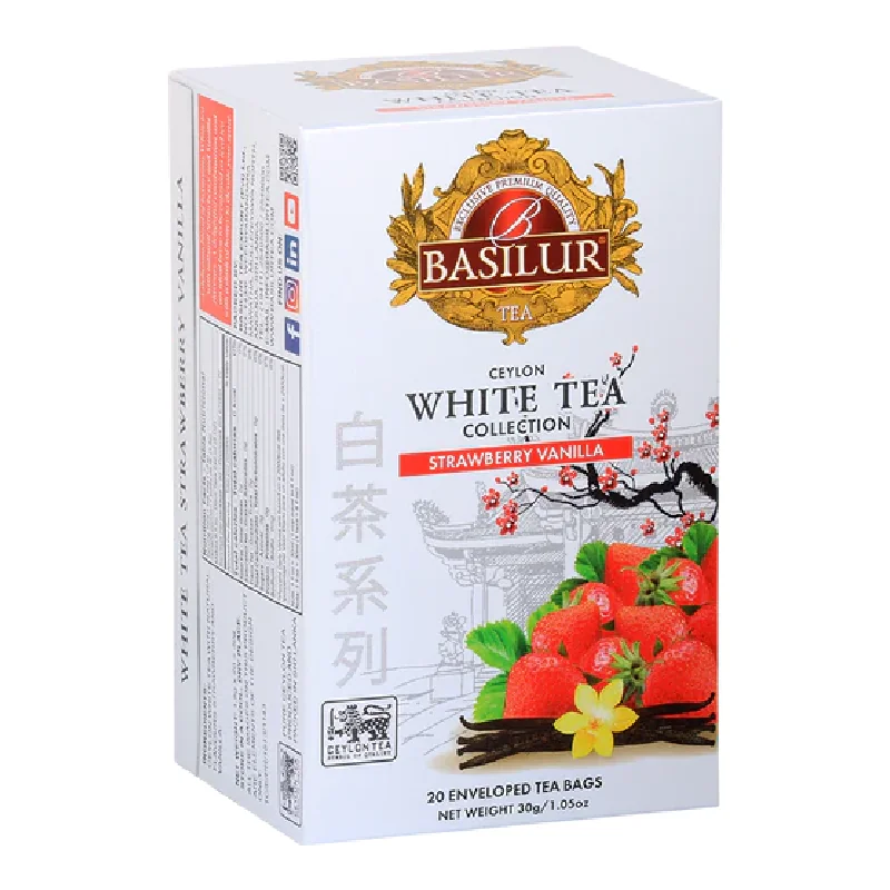 Ceai Alb, White Tea Strawberry Vanilla, 25 Plicuri, Basilur