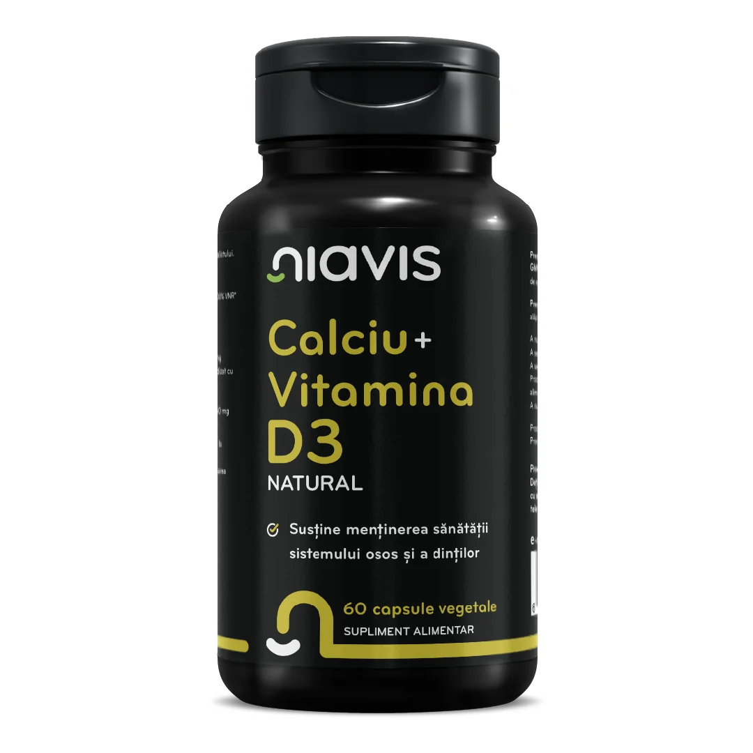 Calciu + Vitamina D3 Natural, 60 Capsule, Niavis