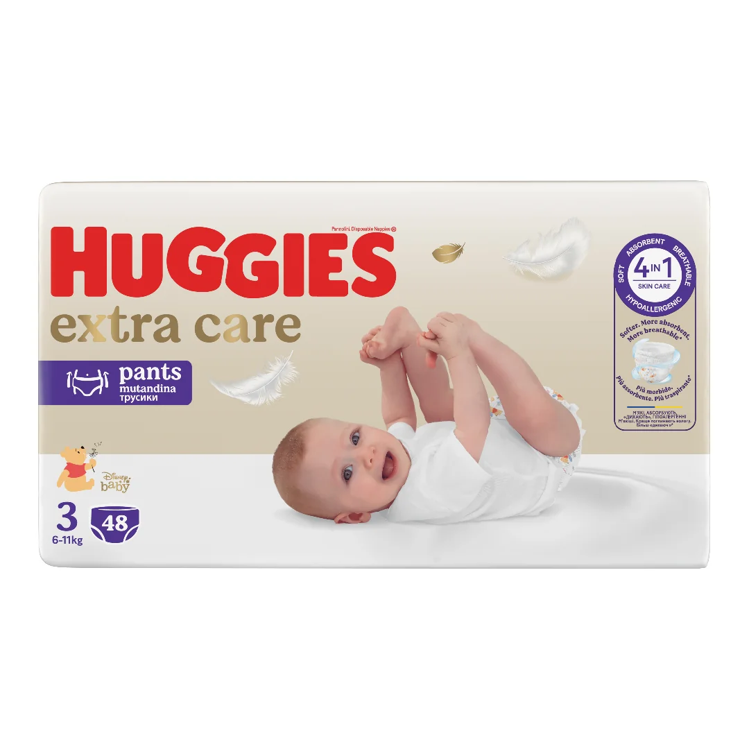 Scutece Extra Care Pants, Nr.3, 6-11kg, 48 Bucăți, Huggies