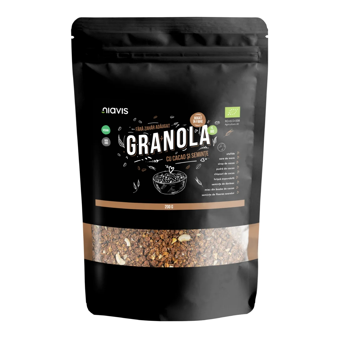 Granola Eco Cu Cacao Și Semințe, 200g, Niavis