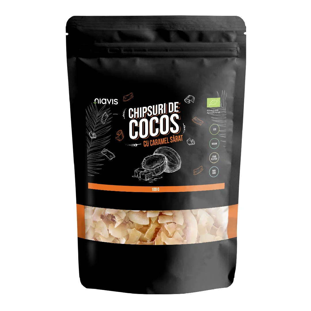 Chipsuri Eco De Cocos Cu Caramel Sarat, 100g, Niavis