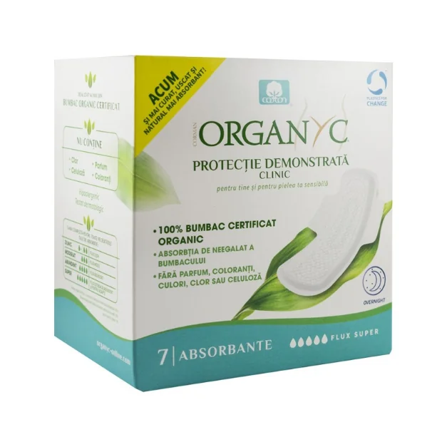 Absorbante Intime Din Bumbac Organic Superflow, 7 Bucăți, Organyc