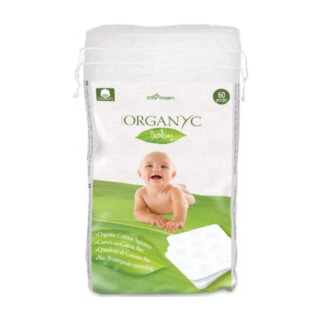 Dischete Pătrate Din Bumbac Organic Pentru Copii Baby, 60 Bucăți, Organyc