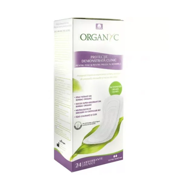 Absorbante Ultra Subtiri Din Bumbac Organic Pentru Incontinenta, 24 Bucati, Organyc