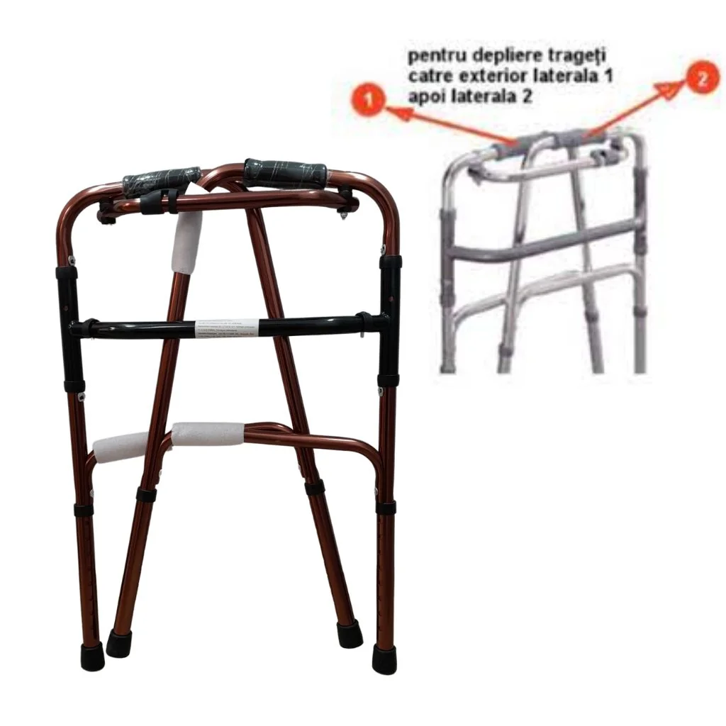 Cadru De Mers Din Aluminiu, Pliabil, Ruginiu