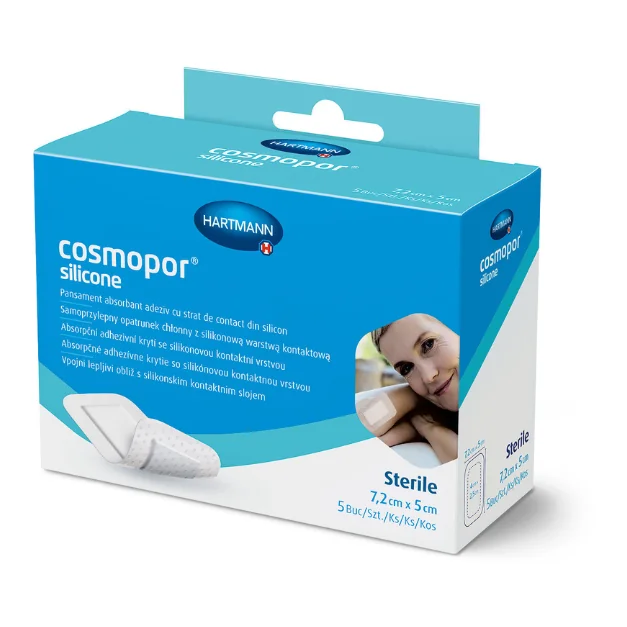 Plasturi Autoadezivi Cosmopor Silicone, 7.2*5cm, 5 Bucăți, Hartmann