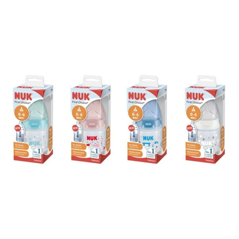 NUK First Choice Biberon Cu Tetina Silicon M, 0-6 Luni, Diverse Modele, 1 Bucata, 150 Ml