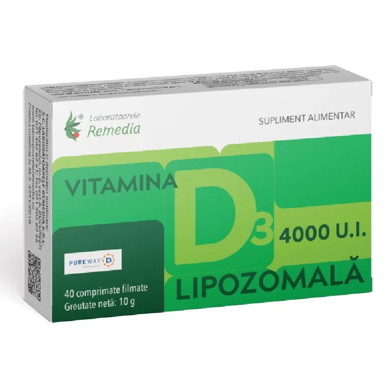 Vitamina D3 4000UI Lipozomala, 40 Comprimate, Remedia