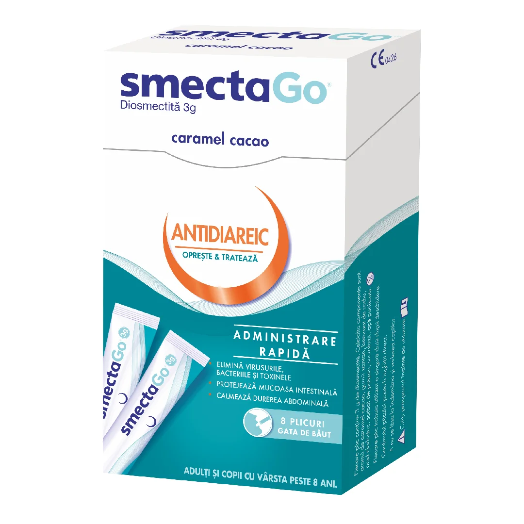 Smecta Go Cacao & Caramel, 8 Plicuri, IPSEN