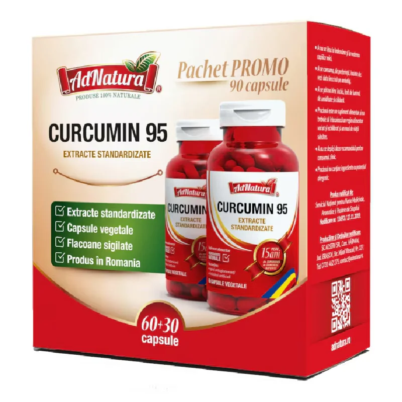 Pachet Curcumin 95, 60+30 Capsule, AdNatura