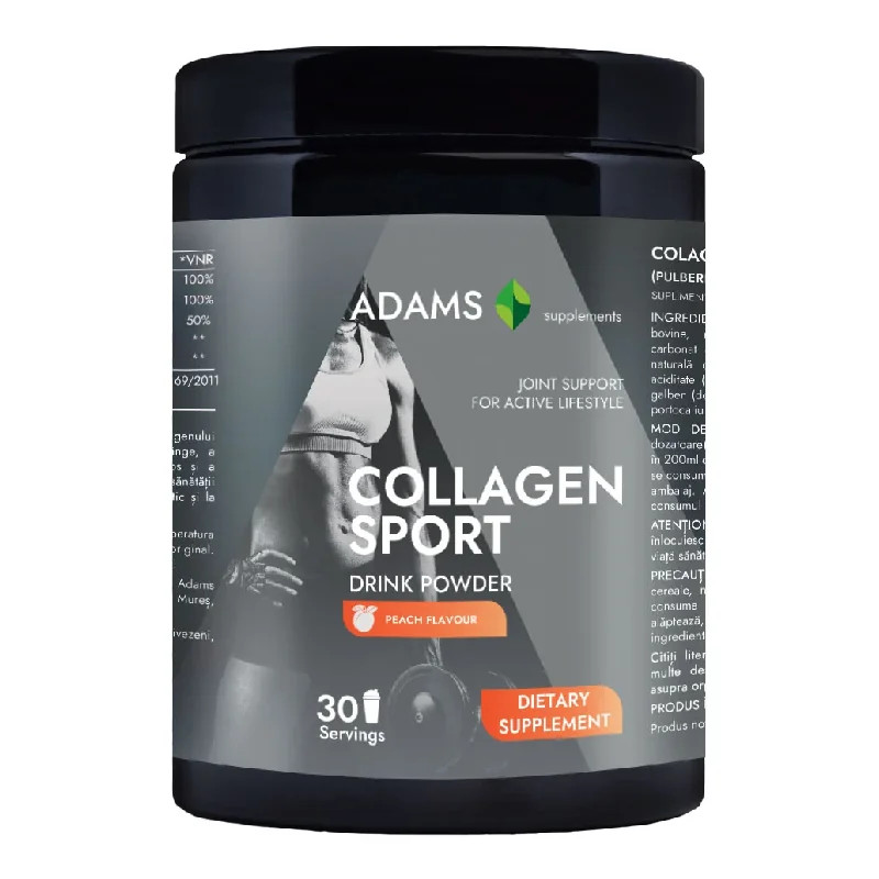 Collagen Sport Pulbere Cu Aroma De Piersica, 600g, Adams
