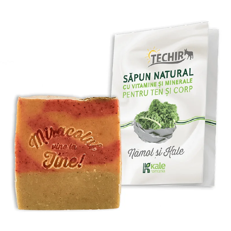 Sapun Natural Bogat In Vitamine Si Minerale Pentru Ten Si Corp Cu Namol Si Kale, 120 G, Techir