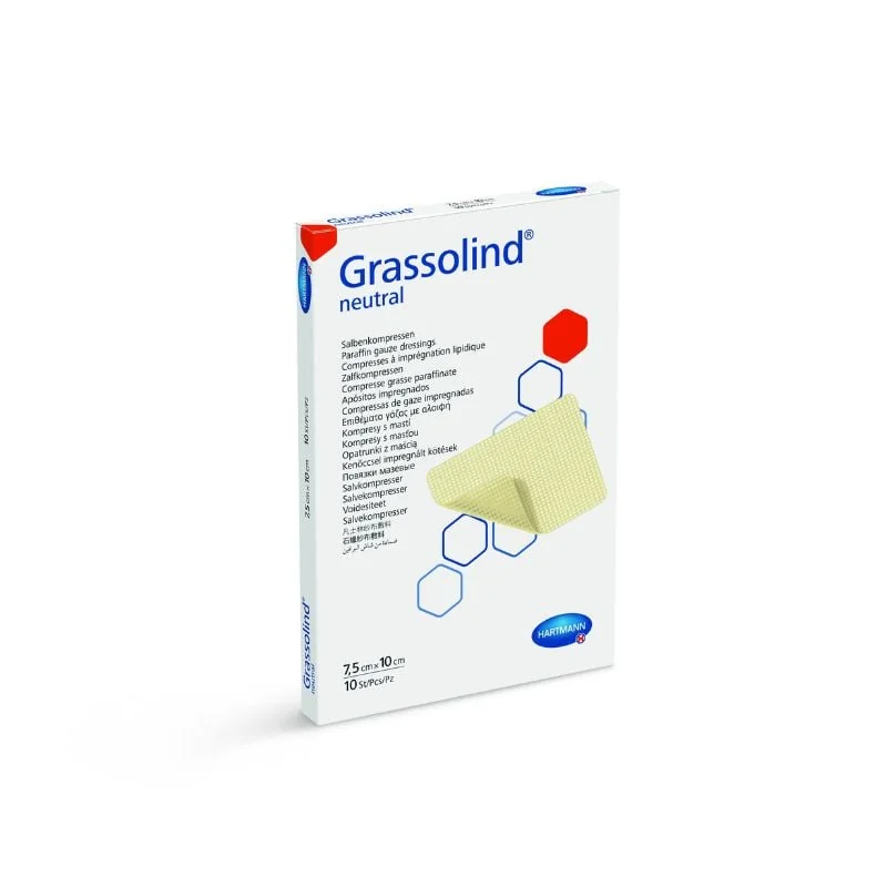 Pansament Cu Unguent Grassolind 7.5x10cm, 10 Bucăți, HartMann