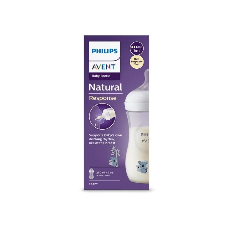 Biberon Natural Response, 1 Lună +, 260 Ml, Koala, Philips Avent