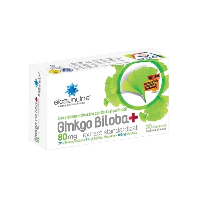 Ginkgo Biloba 80 Mg, 30 Comprimate, Helcor