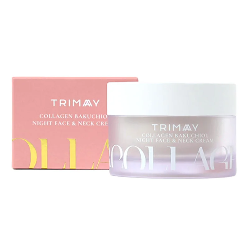 Crema Anti-Aging De Noapte Pentru Fata Si Gat Collagen Bakuchiol, 50 Ml, Trimay