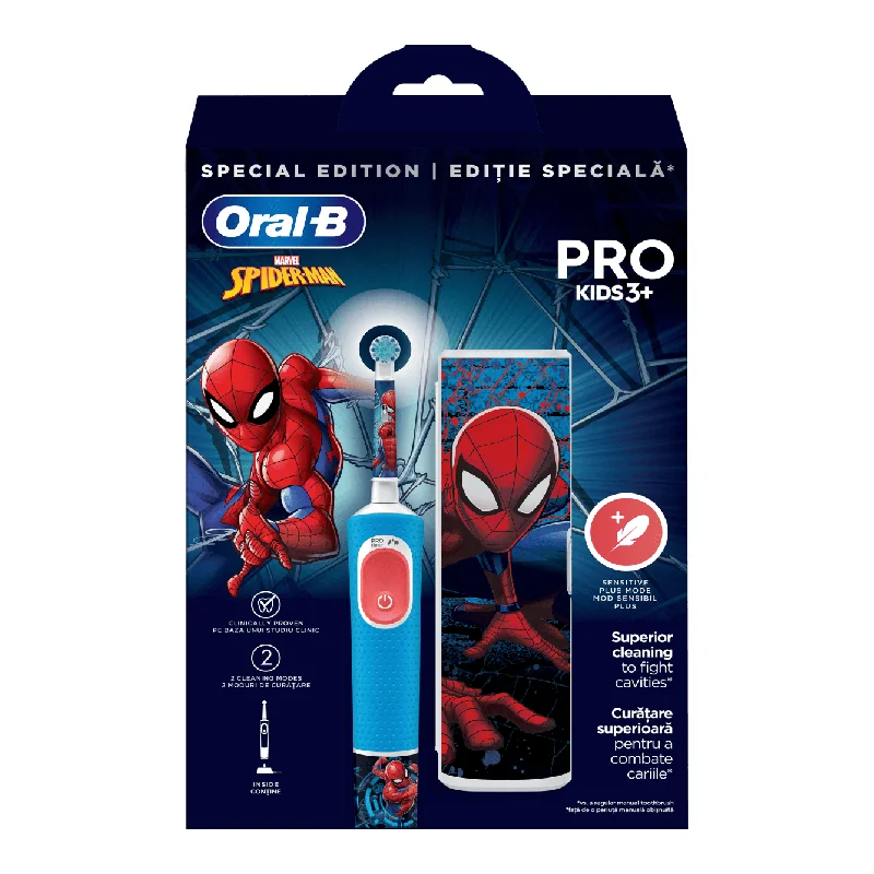 Periuță De Dinți Electrică + Trusă De Călătorie Vitality Pro Kids Spider-Man, Oral-B