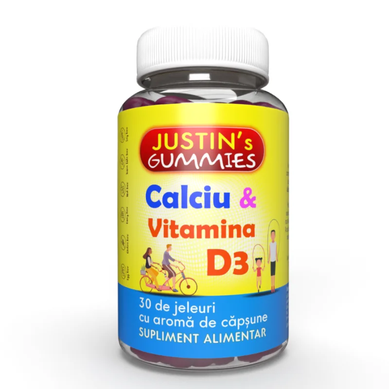 Calciu + Vitamina D3, 30 Jeleuri, Justin Pharma