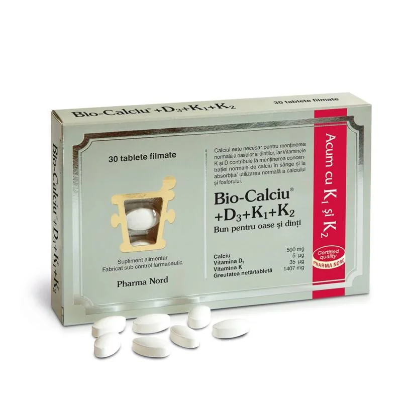 Bio Calciu D3 K1 K2, Pharma Nord, 30 Tablete Filmate