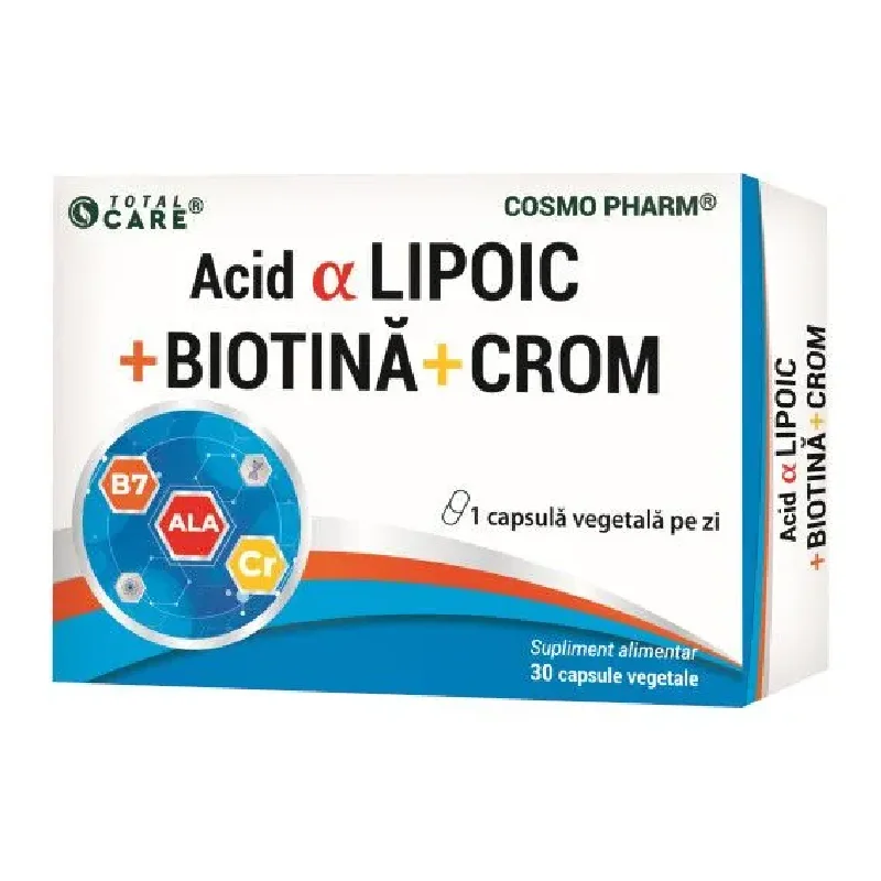 Acid Alfa Lipoic Cu Biotina Si Crom, 30 Capsule, Cosmopharm
