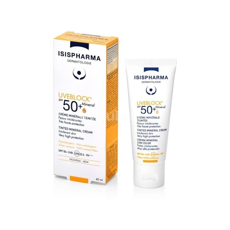 Crema Cu Protecție Solară UVEBLOCK SPF 50+ Tinted Mineral, 40 Ml, IsisPharma