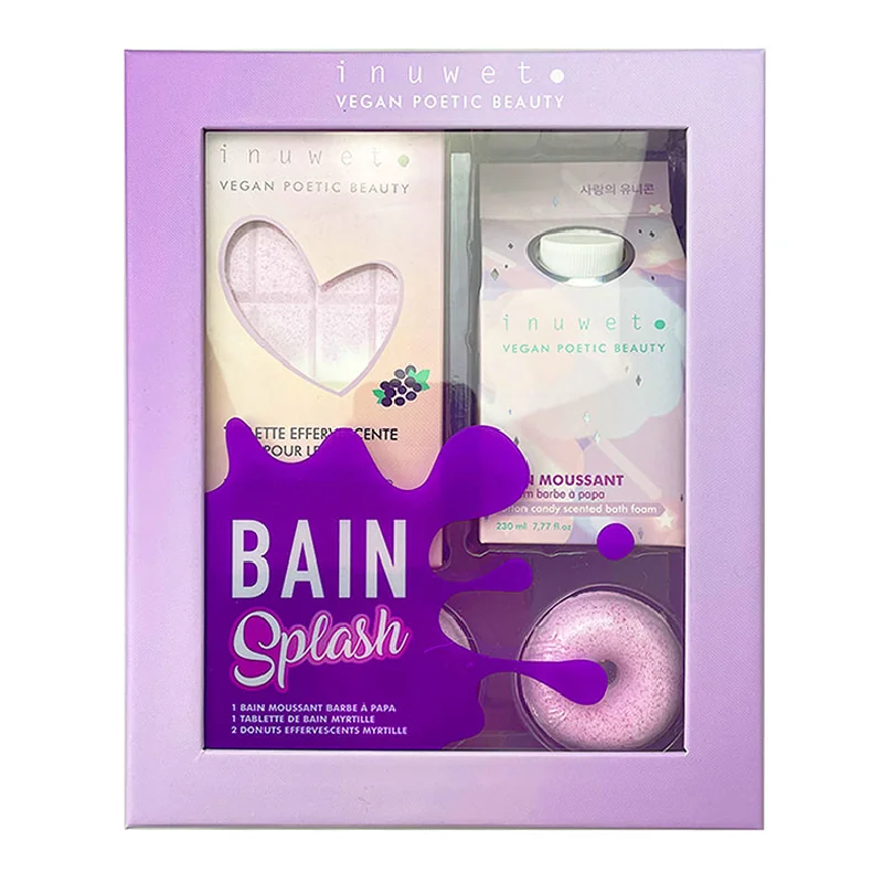 Set Splash Bath, Spuma De Baie, Tableta Si Gogosi Efervescente, Blueberry, Inuwet
