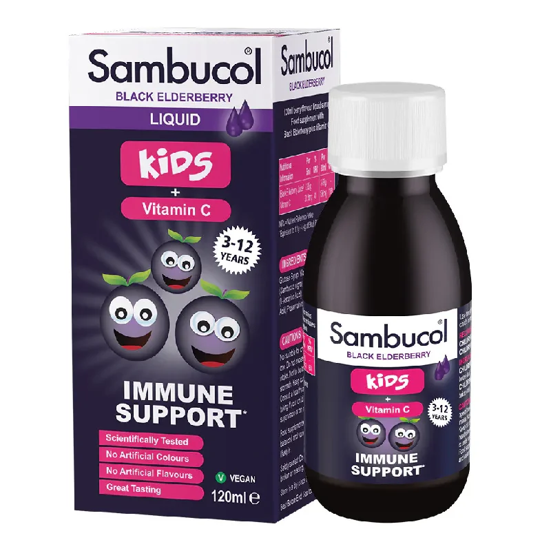 Sirop Cu Soc Negru Si Vitamina C Pentru Copii, 120 Ml, Sambucol