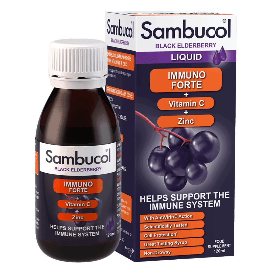 Sirop Cu Soc Negru, Vitamina C Și Zinc Immuno Forte, 120 Ml, Sambucol