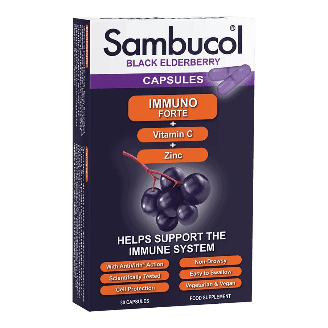 Capsule Cu Soc Negru, Vitamina C Și Zinc Immuno Forte, 30 Capsule, Sambucol
