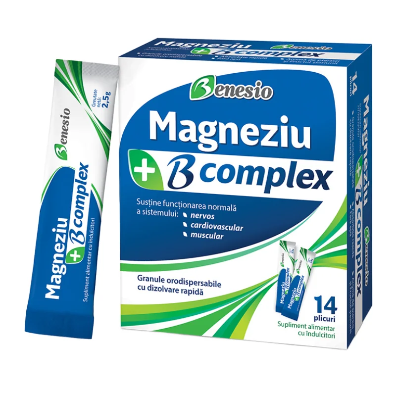 Magneziu B Complex, 14 Plicuri Orodispersabile, Benesio