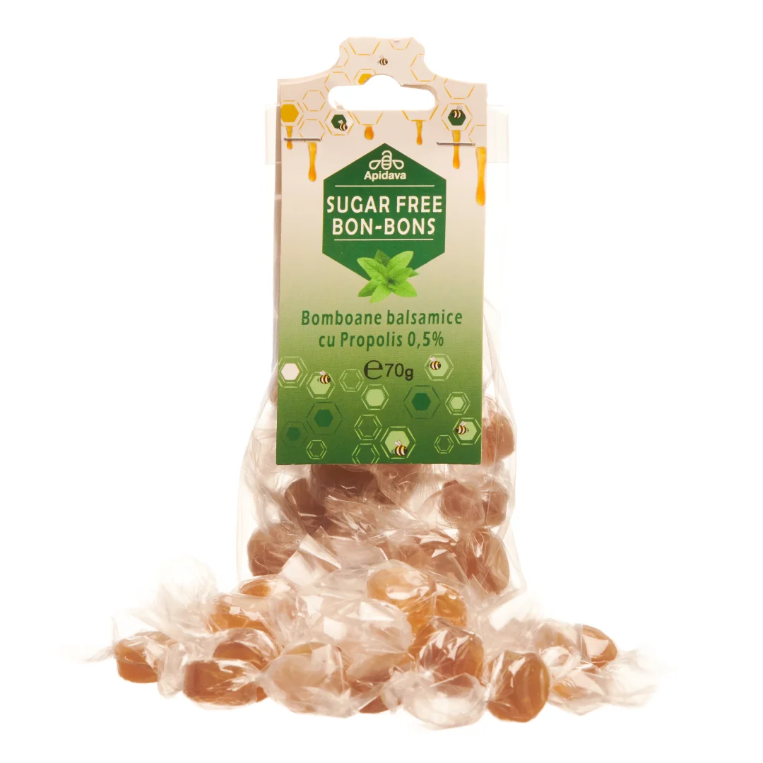 Bomboane Fără Zahăr Cu Propolis, 70g, Apidava
