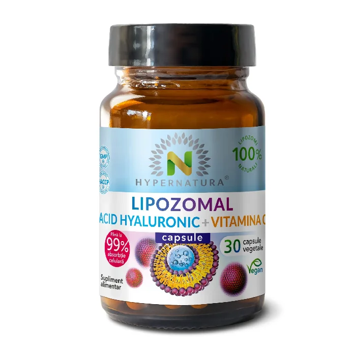 Lipozomal Acid Hyaluronic Îmbogățit Cu Vitamina C, 30 Capsule Vegetale, Hypernatura
