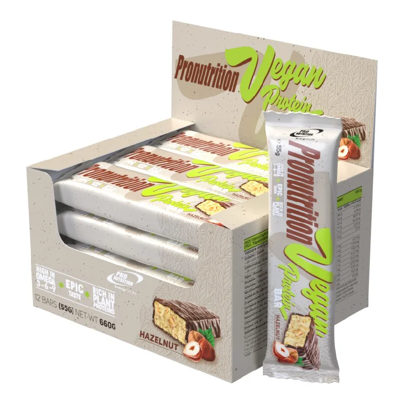 Cutie Batoane Proteice Vegane, 12 Bucăți*55g, Pro Nutrition