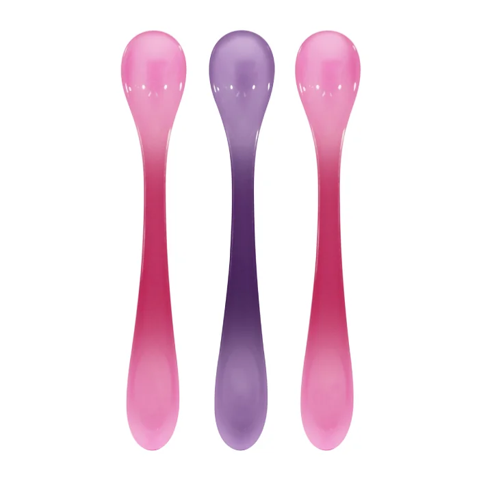 Set Linguri Cu Mâner Lung Roz, +3 Luni, 3 Bucăți, Pur