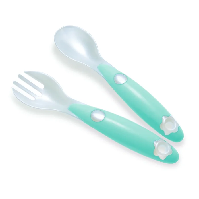 Set Tacamuri Furculita Și Lingura, Verde, Pur