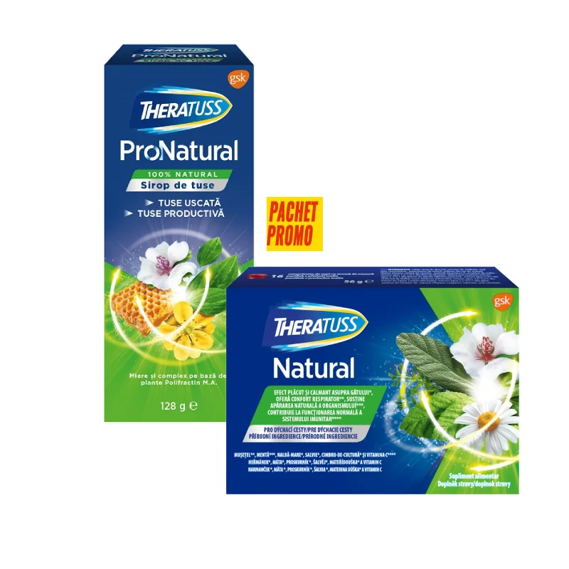 Pachet Theratuss Pronatural Sirop + Theratuss Natural Tablete