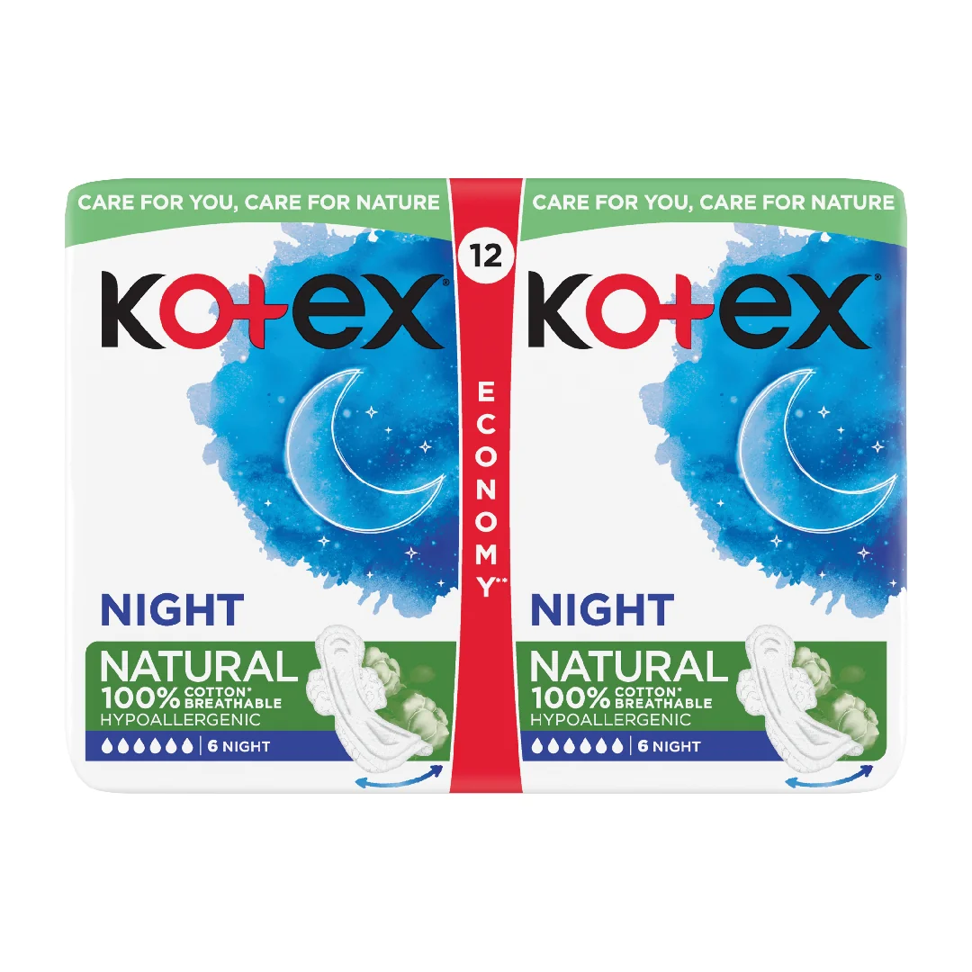 Absorbante Natural Night, 12 Bucati, Kotex