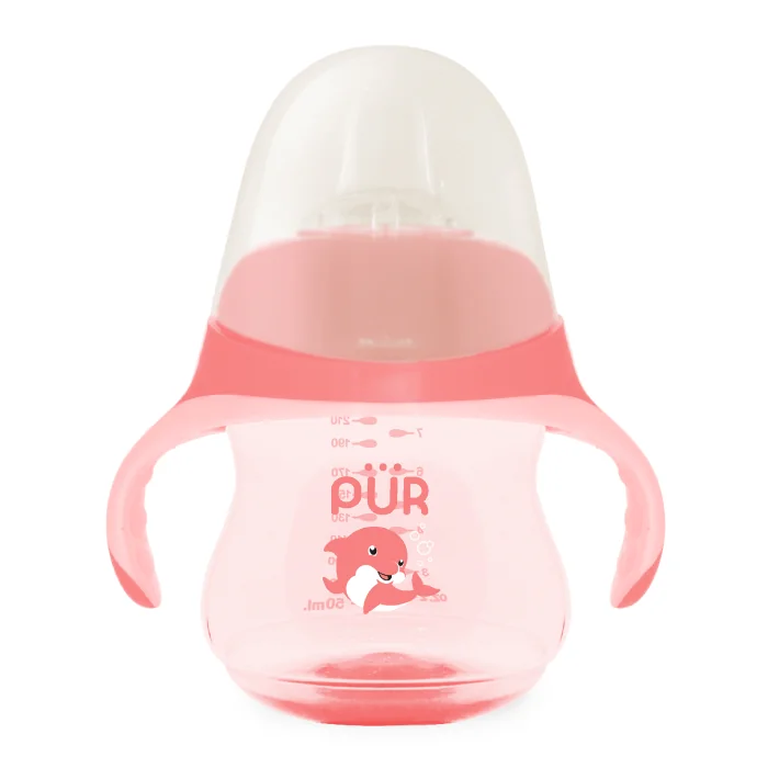 Cana In Forma De Delfin Cu Cioc Din Silicon, +6 Luni, Roz, 230 Ml, Pur