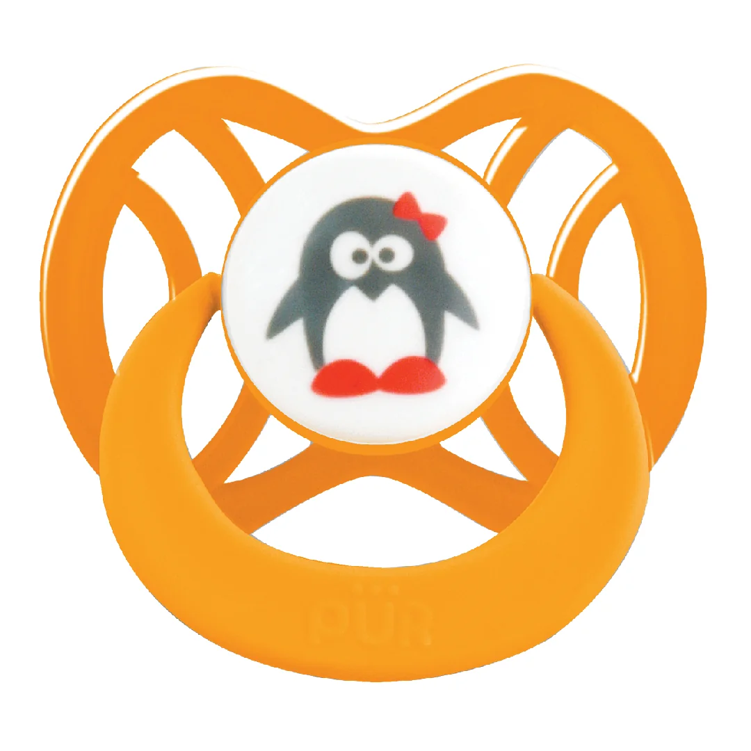 Suzeta Din Silicon Simetrica, +6 Luni, Portocaliu, Pur