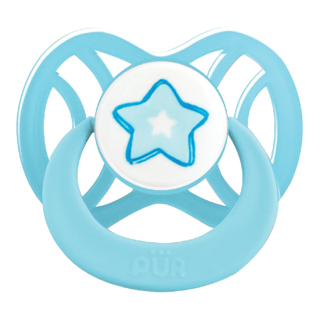 Suzeta Ortodontica Din Silicon, 0-6 Luni, Albastru, Pur