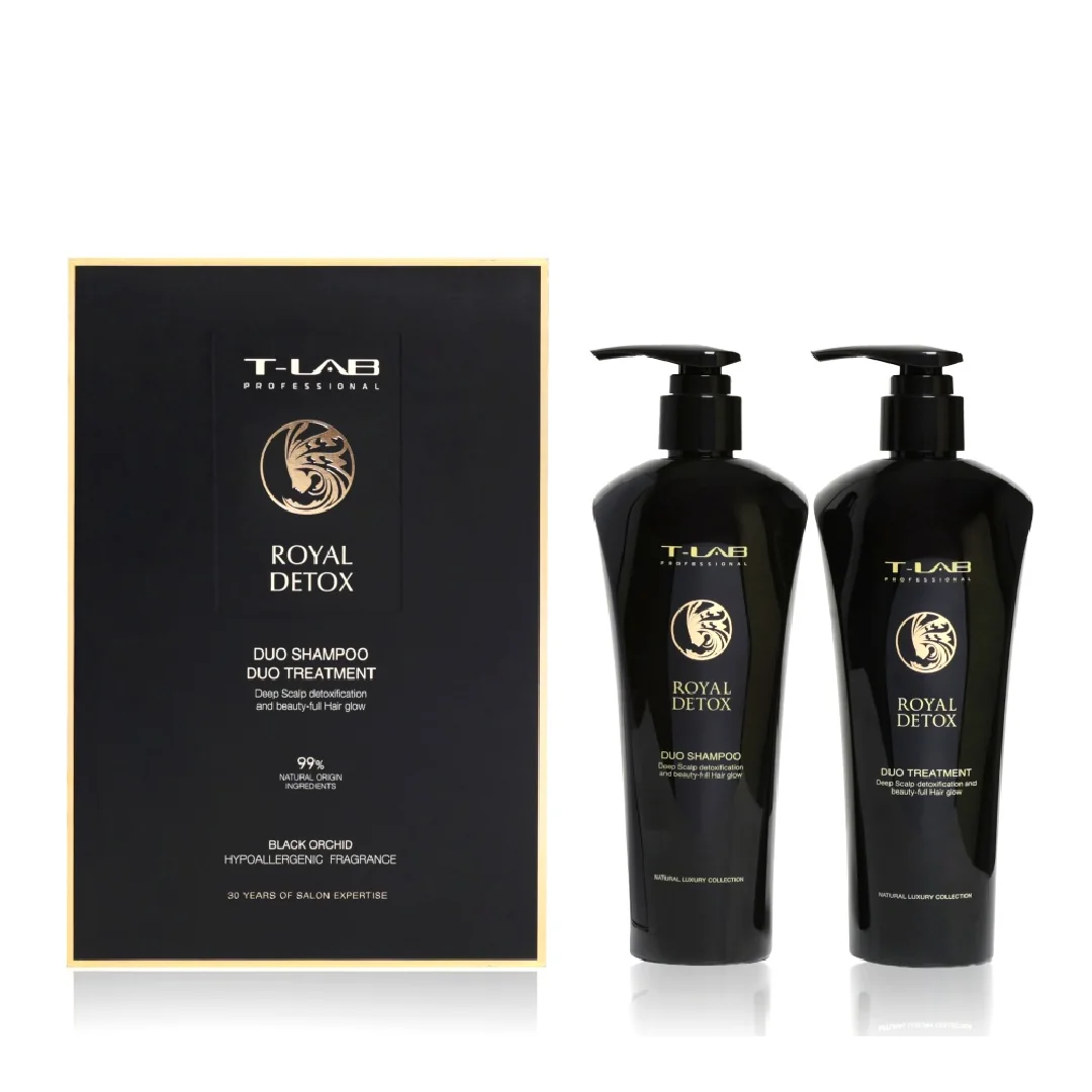 Set Profesional Duo Sampon Si Tratament Royal Detox, 600 Ml, T-LAB
