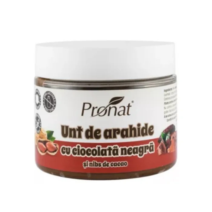 Crema De Arahide Cu Ciocolata Neagra Si Nibs De Cacao, 300g, Pronat